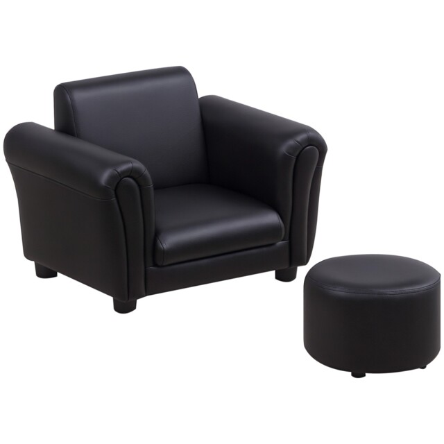 Homcom Kids Sofa Set, 2 Piece Children Armchair With Stool Nursery