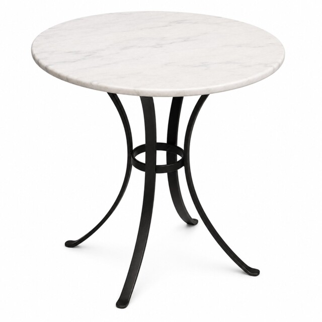 Marble Bistro Table – 60cm Round Top, Steel Legs, 70cm High
