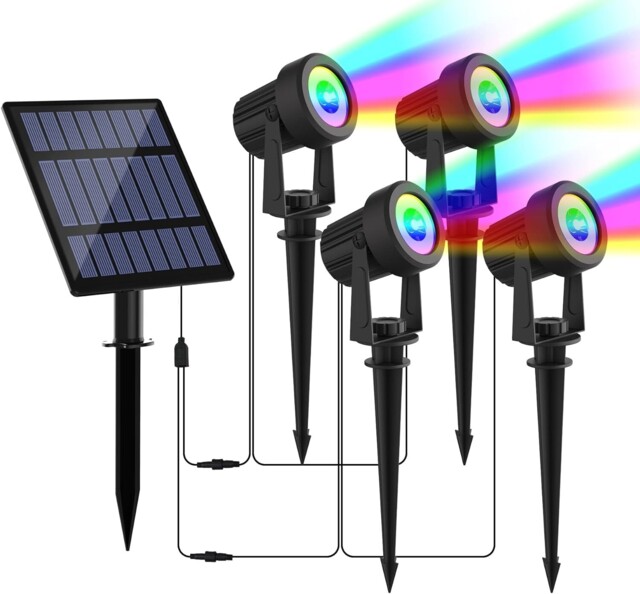 4 In 1 Solar Lights Led Rgb Waterproof Ip65 Outdoor Garden Light Yard