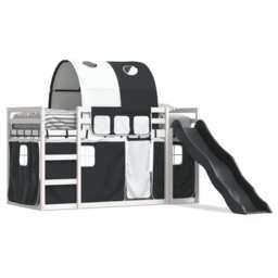 Bunk Bed With Slide And Curtains White And Black 90x200 Cm Vidaxl
