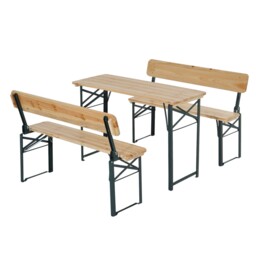 Outsunny 3pc Wooden Garden Picnic Set Patio Dining Table Bench Chair