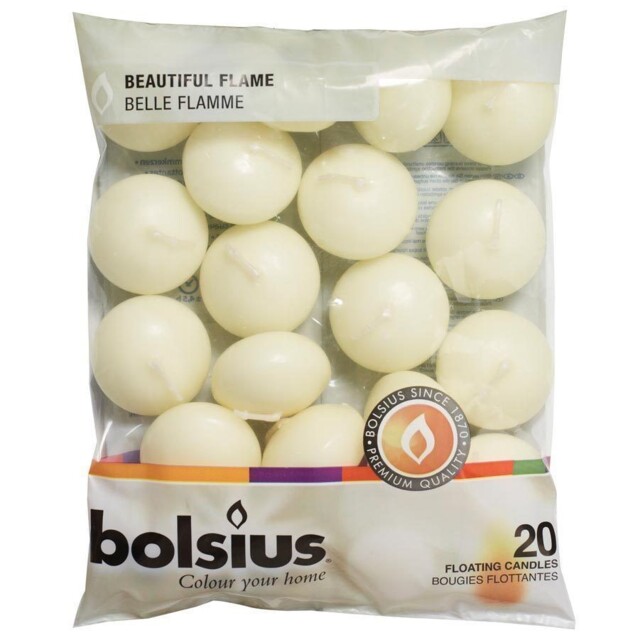 Wholesale Bolsius Ivory, Red Or White Floating Candles - 20 Pack 5hour