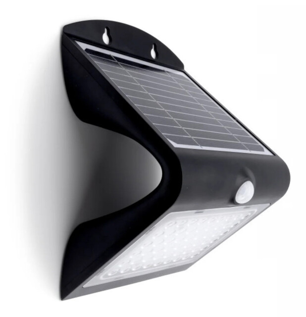 Outdoor Light Black True Solar Wall 4000k Pir Ip65 4w 500lm Integral