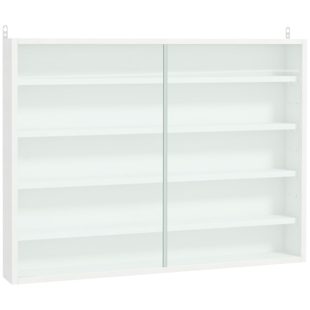 Homcom 5-tier Wall Display Shelf Unit Cabinet W/ Shelves Glass Doors