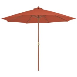 Parasol With Brown Pole Outdoor Garden Umbrella Canopy Sunshade