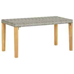 Garden Bench 120 Cm Grey Poly Rattan And Solid Acacia Wood Vidaxl
