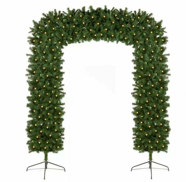 Pre Lit Christmas Tree Arch Door Decoration Green Xmas Tree Outdoor