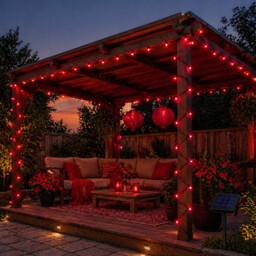 200 Led Solar String Lights 20m - Red