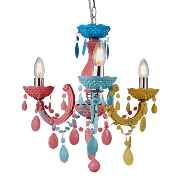 Litecraft Glow Marie Chandelier Children's Crystal Effect 3 Light - 2