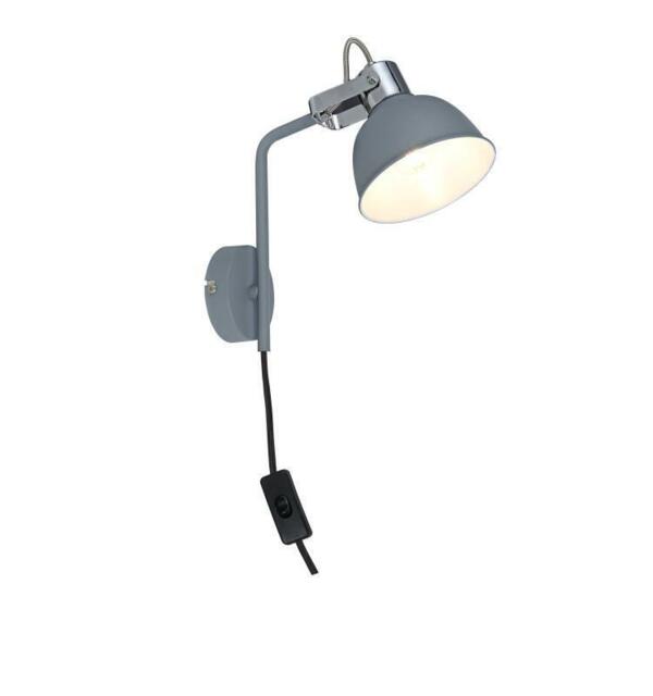 Modern Bedside Wall Lights Grey Reading Plug-in Adjustable Shade E14