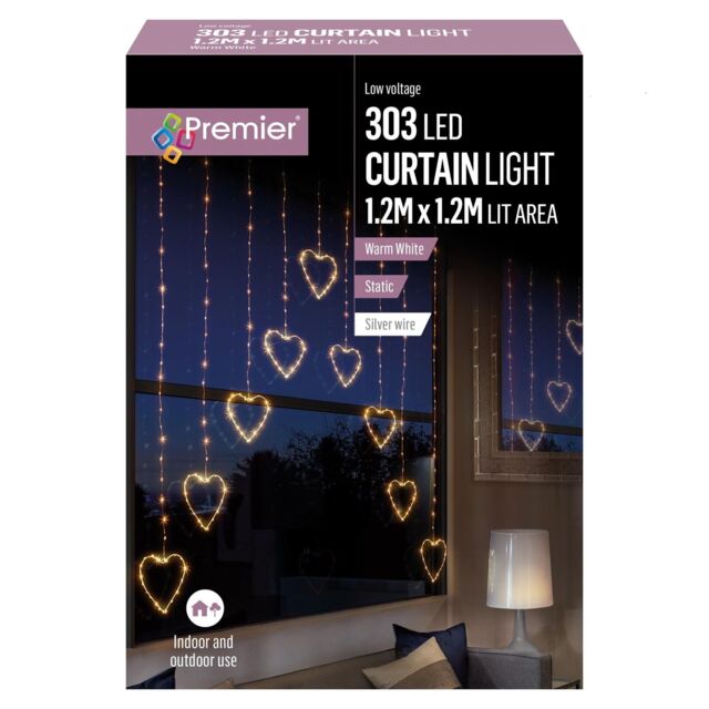 Outdoor Christmas Lights Decorative Xmas Hanging Warm White Hearts