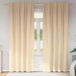 Curtains With Curtains 2 Pcs Cream Polyester Vidaxl