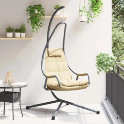Hanging Egg Chair Folding Beige 94 X 107 X 196.5 Cm Steel Vidaxl