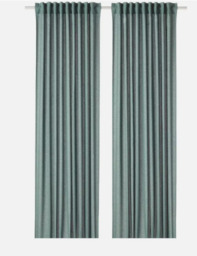 Ikea Hannalena Room Darkening Curtains,1 Pair,green-blue, 145x300cm