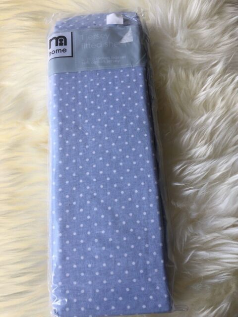 Mothercare Soft Cotton Jersey Fitted Sheet Blue, Size 28cmx75cm