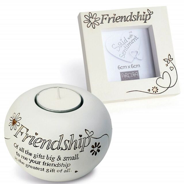 Tea Light Holder And Photo Frame Gift Set Friendship Gift Flower Heart