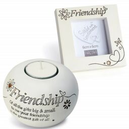 Tea Light Holder And Photo Frame Gift Set Friendship Gift Flower Heart