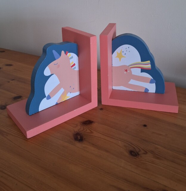 "Children's Colourful Wooden 6"" Unicorn Bookends"