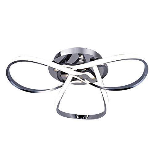 Al1016d Contemporary Led Chrome Semi Flush Ceiling Light, 36w 2200lm,