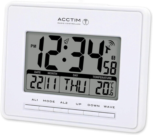 Acctim Infinity 71952 Radio Controlled Lcd Alarm Clock In White