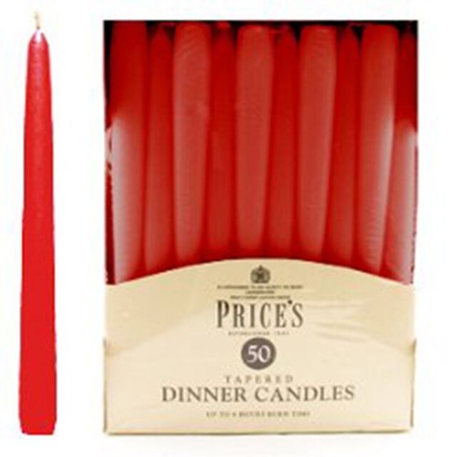 "50x Price’s Venetian 10"" Tapered Dinner Candles - Up To 8 Hours Burn"
