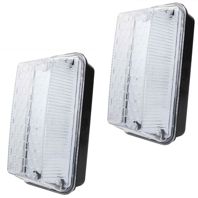 2 X Powermaster Rectangle 10w Led Bulkhead Ip65 Outdoor Wall Light