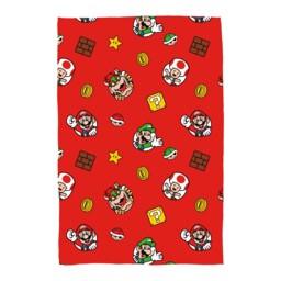 Nintendo Super Mario Blanket Kids Bowser Luigi Fleece Throw Red- 100cm