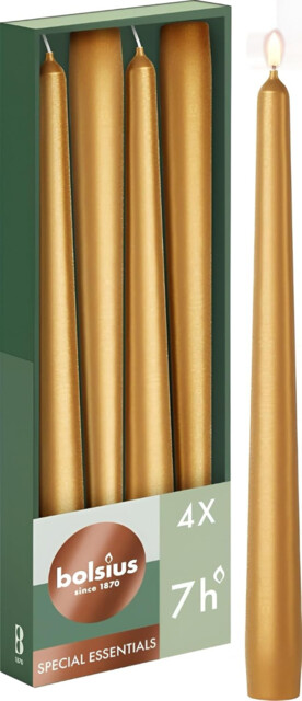 Bolsius Tapered Candles - Metallic Gold - 4-pack - 24.5 Cm -