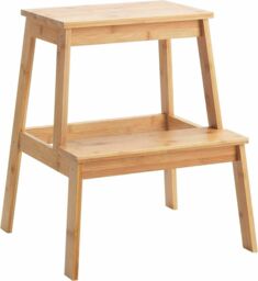 Bamboo Step Stool Sturdy Wooden 2 Step Ladders For Adults Kids Home