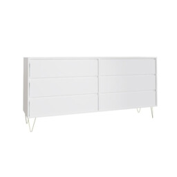 Wide 6 Drawer Chest Of Drawers White Modern Bedroom Storage Unit Gold