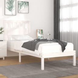 Bed Frame White Solid Pine 75x190cm Small Single With Headboard Rustic