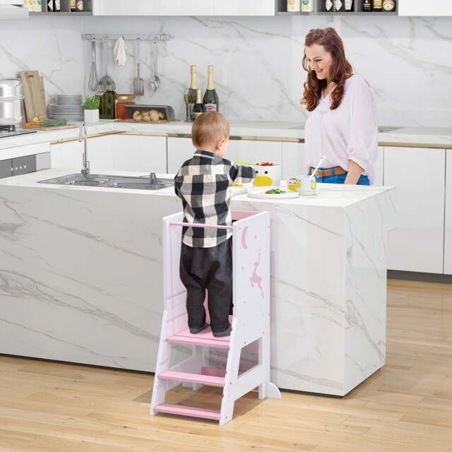 Kid Kitchen Stool Helper Bathroomd Ajustable Baby Standing Tower