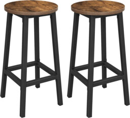 Vasagle Bar Stool Set Of 2 Round Chair High Kitchen Seat Steel Frame