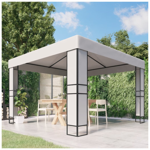 Garden Gazebo 3x3 M White Polyester Pa-coated Canopy Powder-coated
