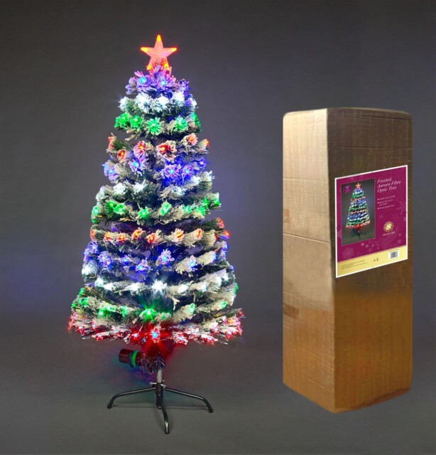 Pre-lit Christmas Tree Fiber Optic Pine Led Lights Xmas Decor Frosted
