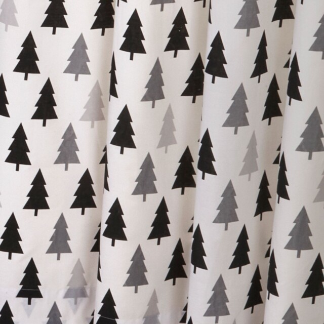 "Scandi Bear Forest Lined Curtains 54"" / 137cm Drop White Grey Kids"