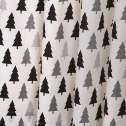 "Scandi Bear Forest Lined Curtains 54"" / 137cm Drop White Grey Kids"