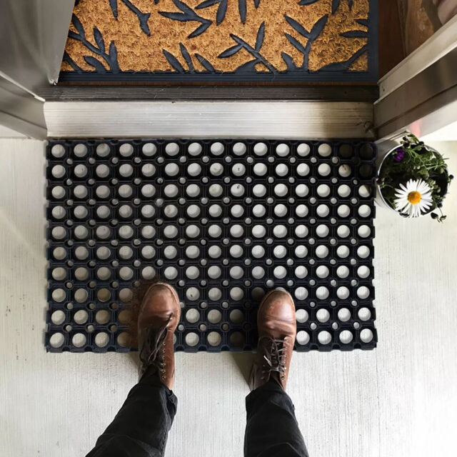 Heavy Duty Non Slip Door Mat Hollow Rubber Grass Protection 40 X 60