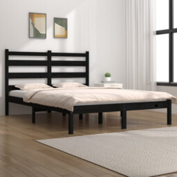 Bed Frame Solid Pine Wood Black Small Single 75x190cm With Slat