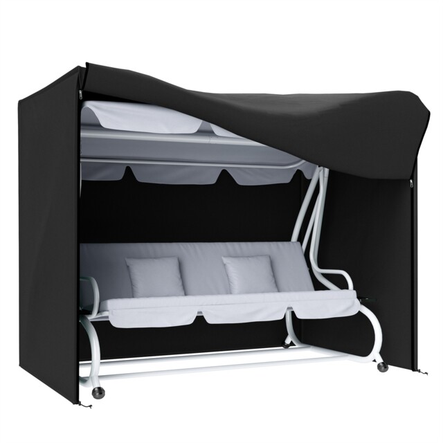 Outsunny 3 Seater Garden Swing Cover, Windproof And Anti-uv, Black