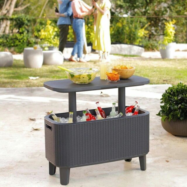 Keter Bevy Bar 56 Litre Rattan Cool Drinks Cooler Box Party Garden