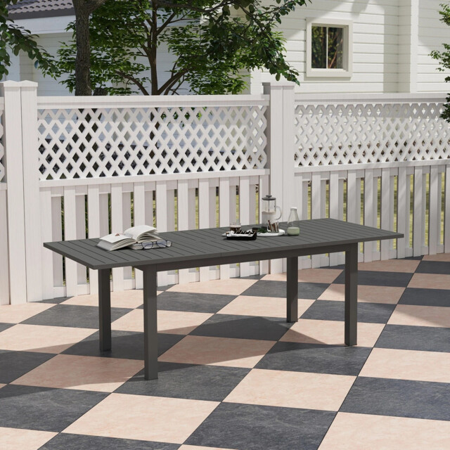 Outsunny Extending Garden Table With Slatted Top, 160/220 X 90 X 73 Cm