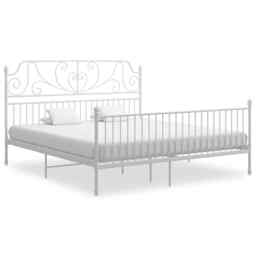 Bed Frame White Metal 180x200 Cm Super King Vidaxl