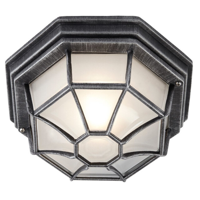 Traditional Hexagonal Black/silver Flush Ceiling Porch Light By Happy