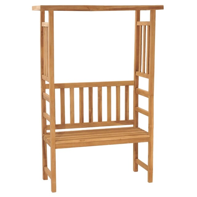 Solid Teak Wood Garden Bench With Pergola 115 Cm Patio Seating Chair