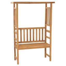 Solid Teak Wood Garden Bench With Pergola 115 Cm Patio Seating Chair