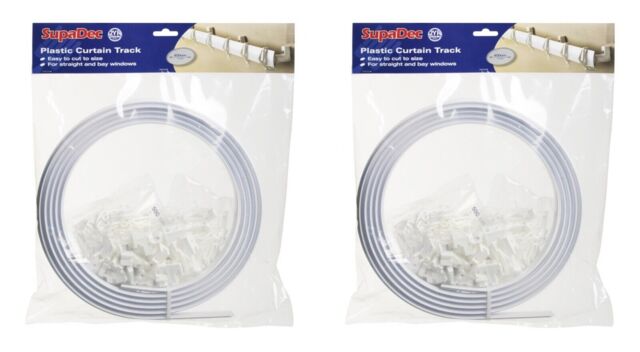 2x Supadec Plastic Coil Curtain Track With Hooks For Straight Or Bay