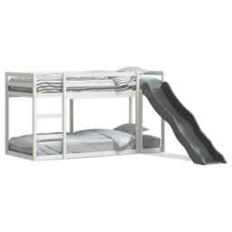 Bunk Bed With Slide And Ladder White 90x200 Cm Solid Wood Pine Vidaxl