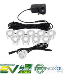 Set Of 10 X 30mm Ip44 White Led Decking Deck Plinth Kit Lights Saxby