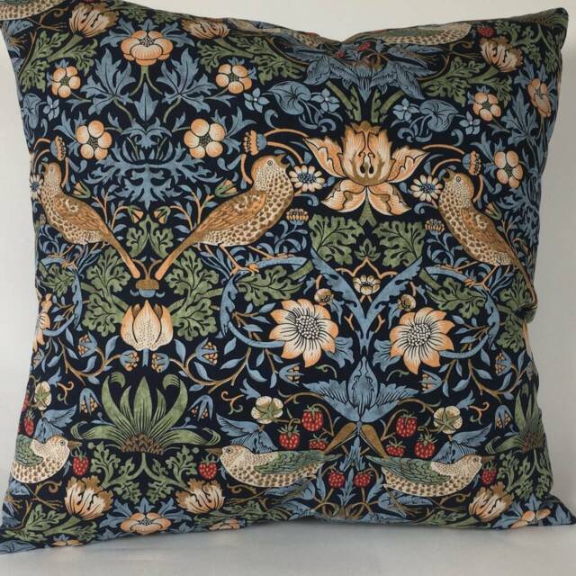 100% Cotton William Morris Strawberry Thief Design Cushion Cover In